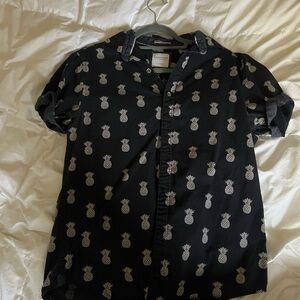 Denim and flower short sleeve button down size medium